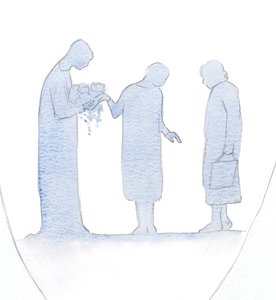 Cada vez que pedimos a Cristo para recompensar um bom vizinho, ele dá presentes maravilhosos a essa pessoa, por meio de nossa oração., 2000 (w - c no papel) de Elizabeth Wang