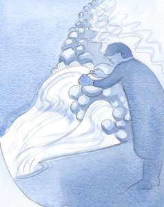 Cada confissão franca de fraqueza real faz com que mais graça flua através de nós, como a água de uma piscina quando os obstáculos são removidos., 2001 (w - c no papel) de Elizabeth Wang