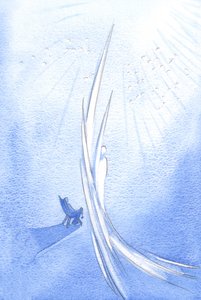O anjo da guarda de cada pessoa fica reverente quando Deus é louvado; Santos e Anjos ficam muito felizes quando Deus é louvado., 2001 (w - c no papel) de Elizabeth Wang