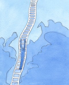 Todo aquele que está determinado a almejar a perfeição e amar a Cristo como Ele merece ser amado, em algum momento precisará "segurar" com as mãos ensangüentadas, 2003 (w - c no papel) de Elizabeth Wang