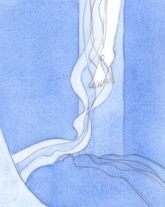 De Seus pés, o Precioso Sangue de Cristo derramou para baixo para se espalhar por toda a terra. Através desse Sangue, meus pecados foram perdoados., 2001 (w - c no papel) de Elizabeth Wang