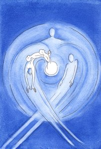 Desde toda a eternidade o Filho de Deus, que nasceu de Maria, nasce do amor incandescente do coração do Pai, na força do Espírito Santo, 2002 (w - c no papel) de Elizabeth Wang