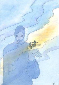 Deus mantém na existência todas as coisas e todas as pessoas, incluindo aqueles que questionam Sua existência, 2003 (w - c no papel) de Elizabeth Wang