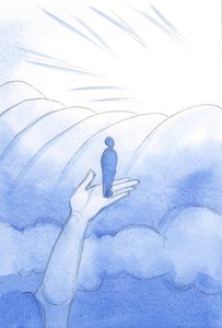 Deus às vezes nos chama para orar, e somos sustentados por Cristo acima da nuvem do pensamento terreno e perto da &39;fonte&39;, o Pai, 2001 (w - c no papel)
