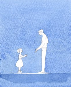 Deus Pai fica satisfeito quando nos voltamos para Ele e pedimos em nome do Seu Filho as coisas boas que precisamos ou desejamos, 2004 (aguarela sobre papel) de Elizabeth Wang