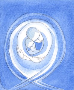 Deus Pai ama cada um de nós com um amor apaixonado e nos mantém em seu terno abraço, 2002 (w - c no papel) de Elizabeth Wang