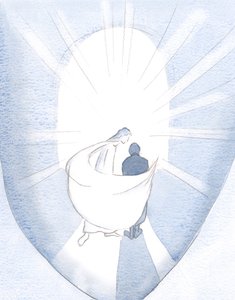 Ele circulou minha alma, vendo-a varrida por um longo trabalho e por Seu poder, e então Ele jogou Sua capa reconfortante ao meu redor, 2000 (w - c no papel) de Elizabeth Wang
