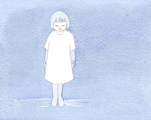 Ele me mostrou como eu sou como uma criança em um manto batismal, depois de tristeza e perdão, penitência e reparação., 2000 (w - c no papel) de Elizabeth Wang