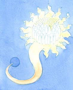 O céu é como um lar brilhante, muito acima das trevas da terra; um estado exaltado; um presente gratuito do qual não somos dignos, 2003 (w - c no papel) de Elizabeth Wang