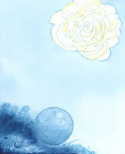 O céu foi representado como uma enorme flor, no centro da qual estava um santuário lindo, perfumado e deslumbrante, 2003 (w - c no papel) de Elizabeth Wang
