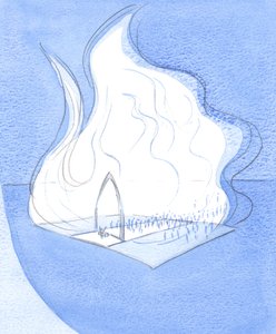 Quão glorioso é o espaço sagrado de nossas igrejas, onde a Santa Missa é oferecida. Com que fervor devemos nos preparar para nosso trabalho de louvor., 2001 (w - c no papel) de Elizabeth Wang