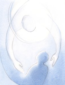 Quão grande é o amor do Pai pela alma arrependida, quando Deus abraça a alma em um movimento rápido e terno de perdão., 2001 (w - c no papel) de Elizabeth Wang
