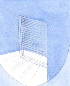 Por mais polida que possa ser a "janela" de nossas almas, se mantivermos a veneziana semicerrada, excluímos Deus, nossa luz., 2001 (w - c no papel) de Elizabeth Wang