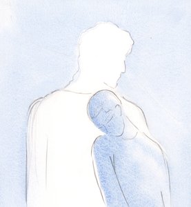 Inclinei-me em Seu coração, em comunhão, esperando que Sua vontade se tornasse clara; não houve necessidade de fala, 2000 (w - c no papel) de Elizabeth Wang