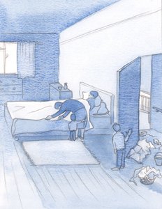 Lembro-me de fortalecer minha vontade e alimentar-me de Cristo para a sobrevivência, a fim de fazer minhas tarefas diárias, 2000 (w - c no papel) de Elizabeth Wang