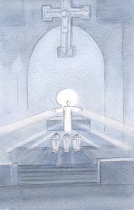 Eu vi Cristo olhando para o Seu povo, se deliciando em estar aqui com todos nós., 2000 (w - c no papel) de Elizabeth Wang