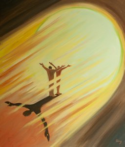 Se eu amo, totalmente, Jesus é totalmente meu para oferecer em oração, e nós somos um diante do Pai, 2000 (óleo a bordo) de Elizabeth Wang