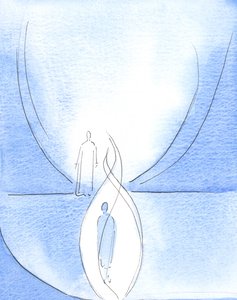 Se vivemos &39;em Cristo&39;, somos envolvidos em Seu Espírito como se fosse a chama de uma vela, e subimos até a borda do Céu, para Cristo e o Pai invisível, através da luz e poder do Espírito, 2003 (w - c no p de Elizabeth Wang