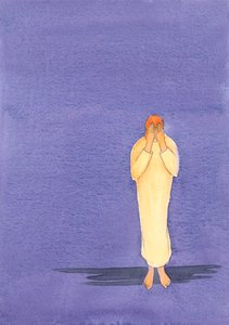 Se perseverarmos nas trevas da oração, Deus acabará por nos conduzir à Sua luz e sabedoria, 2000 (w - c no papel) de Elizabeth Wang