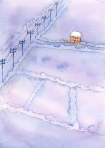Aos olhos de Deus, nossa terra muitas vezes é como uma paisagem desolada, com poucos lugares onde as crianças são realmente preciosas, 2003 (w - c no papel) de Elizabeth Wang
