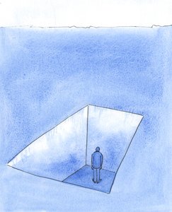 Pode acontecer que alguém se encontre tão isolado e infeliz, pelos seus erros e decisões muito lamentadas, 2004 (w - c no papel) de Elizabeth Wang