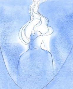 É pela confiança em Cristo, com contrição, que nossos corações são purificados; e a chama do louvor então queima diante do Pai, 2002 (w - c no papel) de Elizabeth Wang