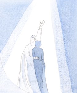 É somente pelo poder e vontade de Cristo que podemos escapar das distrações, para perfurar o Céu em orações sem esforço., 2001 (w - c no papel) de Elizabeth Wang