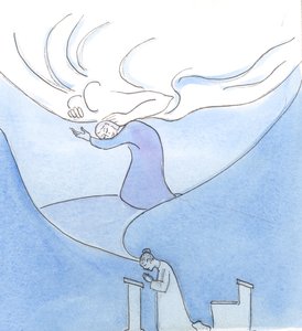 Foi porque tão poucos católicos sabiam muito sobre a Fé, ou sobre as etapas da vida espiritual, que Deus me ensinou tanto sobre o nosso Cristo, 2003 (w - c no papel) de Elizabeth Wang