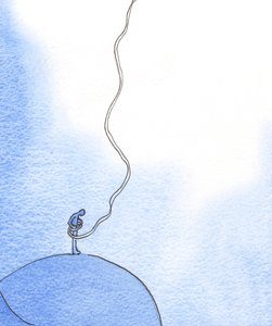 É como se, ao intercedermos por alguém necessitado, Cristo solte uma corda do Céu, para puxar para o alto uma alma disposta, 2003 (w - c no papel) de Elizabeth Wang
