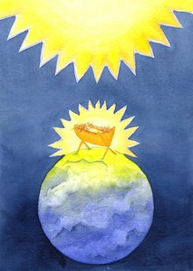 Jesus Cristo é um homem feito por Deus; no entanto, Ele veio à Terra não com o poder, mas como um bebê indefeso, 2001 (w - c no papel) de Elizabeth Wang