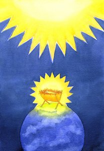Jesus Cristo é um homem feito por Deus; no entanto, Ele veio à Terra não com o poder, mas como um bebê indefeso, 2001 (w - c no papel) de Elizabeth Wang