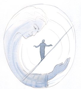 Jesus pode nos ajudar a manter o nosso equilíbrio, quando estamos prestes a cair no orgulho ou no desespero, 2000 (w - c no papel) de Elizabeth Wang