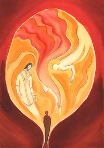 Jesus, nosso Sumo Sacerdote, através do Espírito Santo, nos atrai para o amor do Pai, 2003 (w - c no papel) de Elizabeth Wang