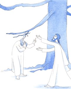 Jesus seria o primeiro a ajudar um amigo em necessidade, 2005 (aguarela sobre papel) de Elizabeth Wang