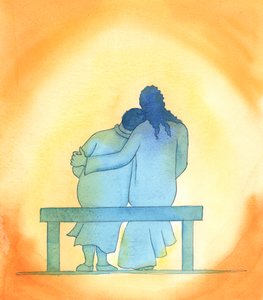 O amor de Jesus é pessoal, terno e imutável; está sempre presente connosco, especialmente no Santíssimo Sacramento, e consola-nos com a sua presença., 2003 (w - c no papel) de Elizabeth Wang
