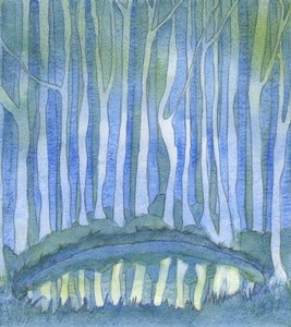 Assim como uma pessoa em uma floresta não pode ver as profundezas de um poço profundo na floresta, ninguém pode &39;sondar&39; Deus, 2003 (w - c no papel) de Elizabeth Wang
