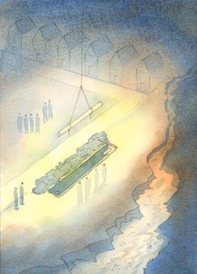Da mesma forma que é inútil instalar canos de esgoto se um esgoto a céu aberto puder permanecer próximo, 2003 (w - c no papel) de Elizabeth Wang