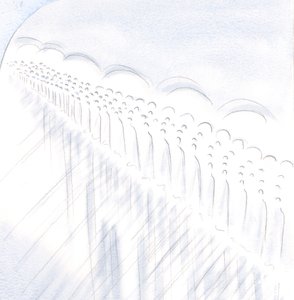 Minha alegria transborda quando Cristo, em Comunhão, une minha alma com a adoração de Anjos e Santos, 2000 (w - c no papel) de Elizabeth Wang