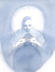 Uma vez, quando eu implorei por ajuda, Cristo mergulhou em minha alma e me deu sua paz, 2000 (w - c no papel) de Elizabeth Wang