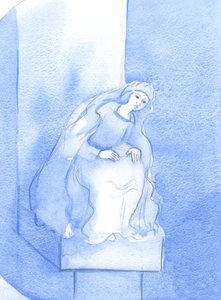Nossa Senhora (&39;Nossa Senhora de Westminster&39;) acolhe aqueles que se voltam para Ela; com ternura nos cumprimenta, deliciando-se com a nossa confiança, 2002 (w - c no papel) de Elizabeth Wang