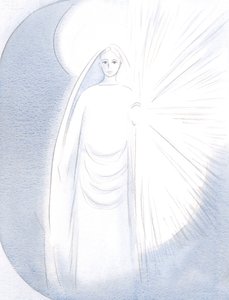 Nossa Senhora apareceu diante de mim, em sua deslumbrante beleza celestial, 2000 (w - c no papel) de Elizabeth Wang