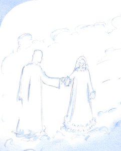 A neve, explicou Cristo, é um bom símbolo da pureza radiante de Sua Imaculada Mãe, a quem Ele tanto ama, 2002 (w - c no papel) de Elizabeth Wang