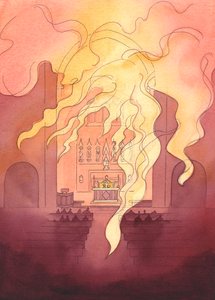 O Deus Todo-Santo e Majestoso está presente conosco em nosso santuário, como um fogo ardente que se espalha por todo o edifício, 2003 (w - c no papel) de Elizabeth Wang