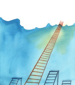 A via cristã é como uma escada para o céu, 2005 (aguarela sobre papel) de Elizabeth Wang
