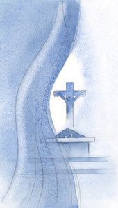 O Espírito Santo perfura o véu na Santa Missa e nos revela o mistério dos sofrimentos de Cristo., 2000 (w - c no papel) de Elizabeth Wang