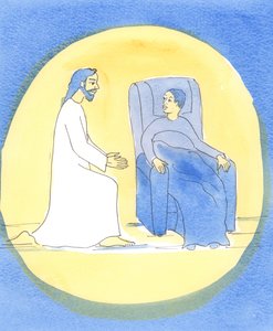 O Senhor vem estar conosco quando fazemos uma &39;comunhão espiritual&39;, 2004 (w - c no papel) de Elizabeth Wang