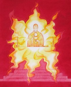 A Presença de Jesus na Eucaristia é como um fogo ardente de glória, 2001 (w - c no papel) de Elizabeth Wang