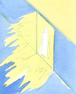 Os Sacramentos da Igreja são como uma porta aberta, através da qual derramamos todas as graças de Deus de que necessitamos para a santidade e a salvação, e através da qual encontramos Cristo., 2003 (w - c no papel) de Elizabeth Wang