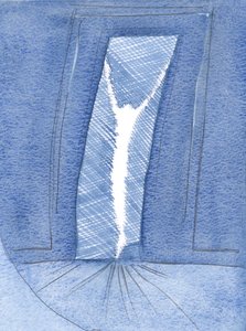 O Sacrifício de Jesus ganhou a vida abrindo-se através da cortina para o Santo dos Santos, para a luz de Deus, para que possamos entrar no Céu, 2000 (w - c no papel) de Elizabeth Wang