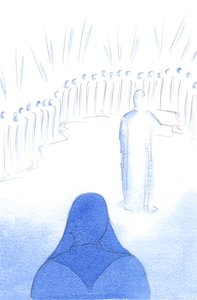 Os santos do céu se regozijam em nosso amor por Cristo e em nossas boas ações, porque toda alegria no céu é compartilhada, 2002 (w - c no papel) de Elizabeth Wang